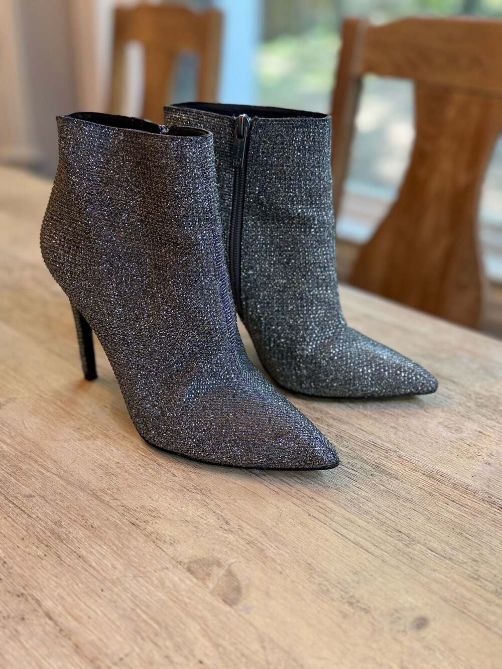 Jessica Simpson Pelina 3 Sparkly Rhinestone Stiletto Heel Ankle Boots Size 8